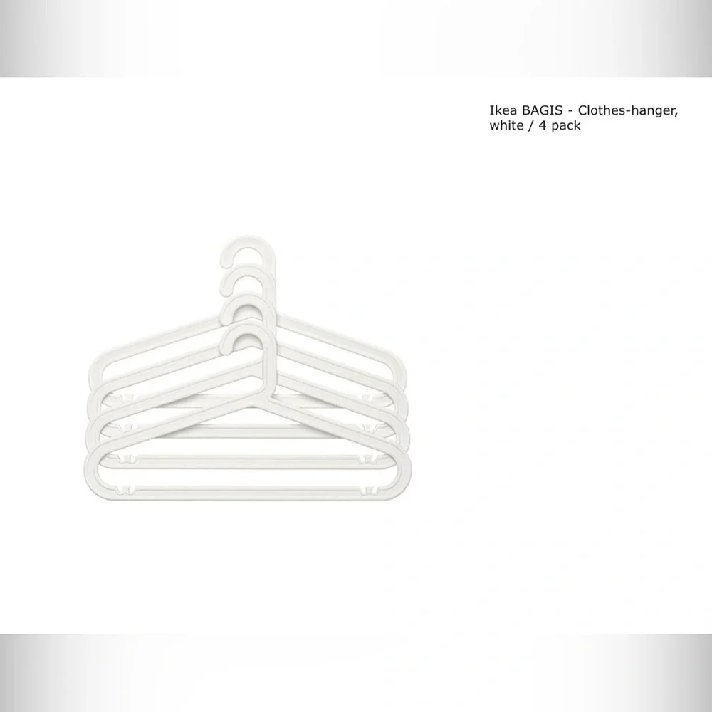 IKEA Bagis White Slim Plastic Closet Hangers SET - Pack of 4 (Vintage - Rare)